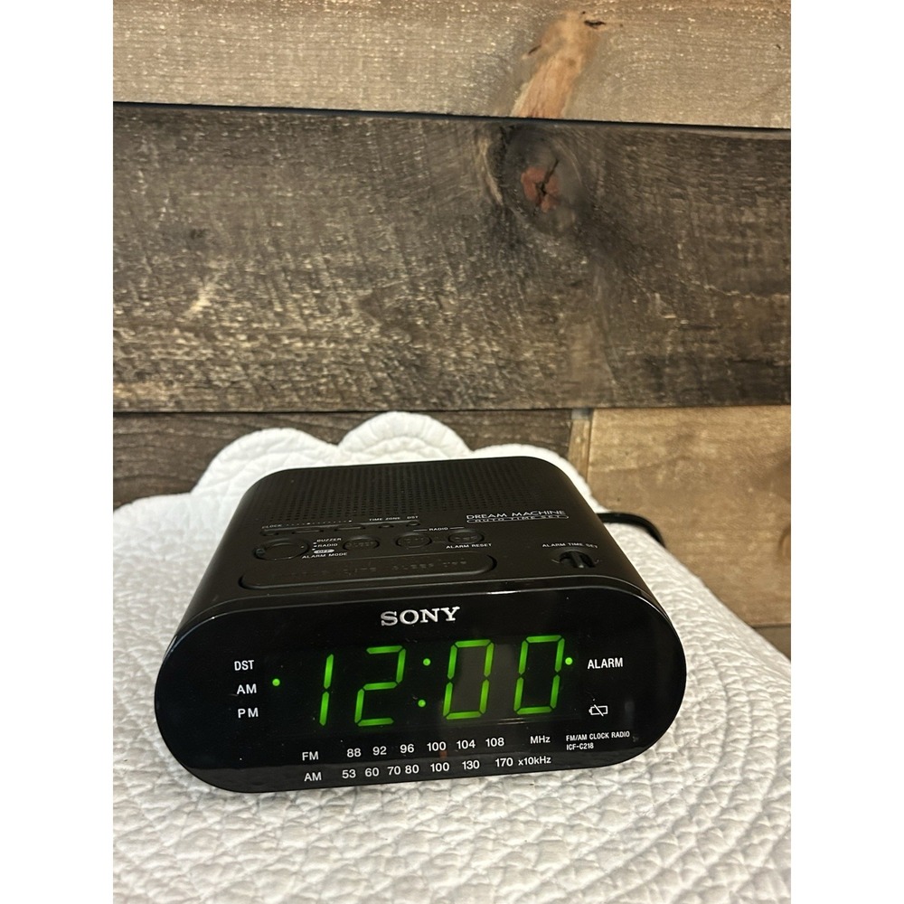 Sony Clock Radio Dream Machine ICF-C218 Black Dual Alarm AM FM LED Display Works